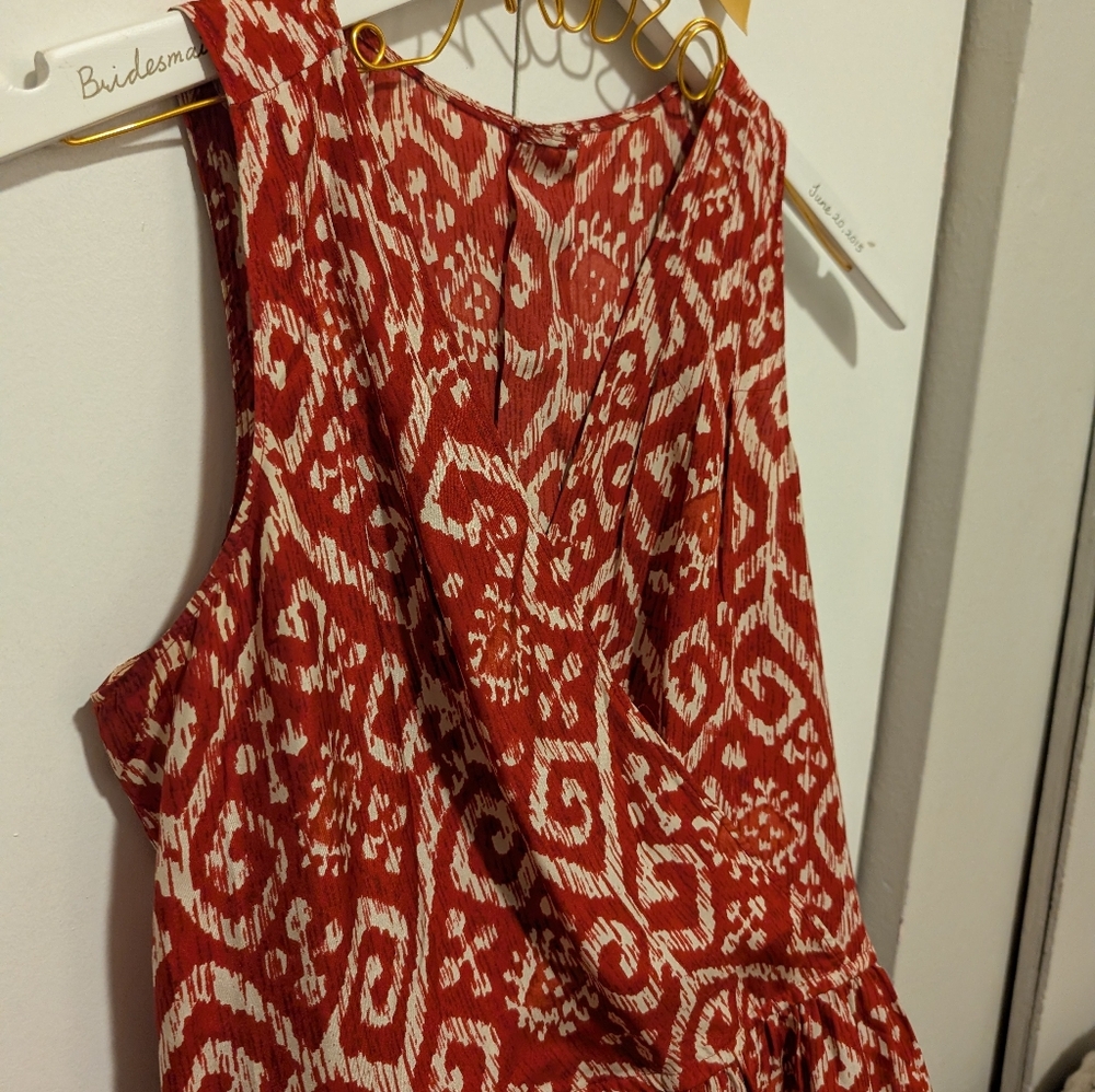 Silky Rust Red Patterned Maxi Dress - Picture 5 of 5